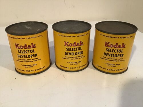 3 Cans Of KODAK SELECTOL DEVELOPER POWDER FOR WARM TONE PAPERS MAKES 1 GALLON