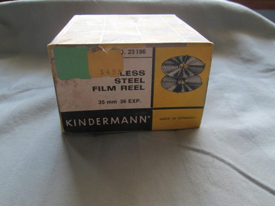 KINDERMANN STAINLESS STEEL FILM REEL 35MM 36 EXP NO 23196 ORIGINAL BOX