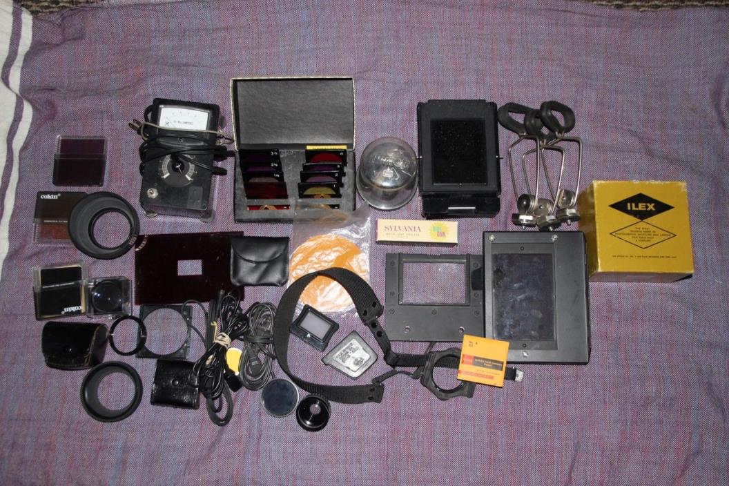 miscellaneous vintage photography equipment for darkroom and lighting