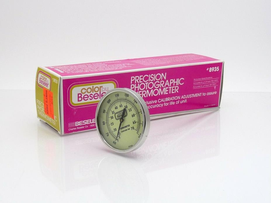 BESELER PRECISION PHOTOGRAPHIC darkroom processing THERMOMETER in Box Glow Dial