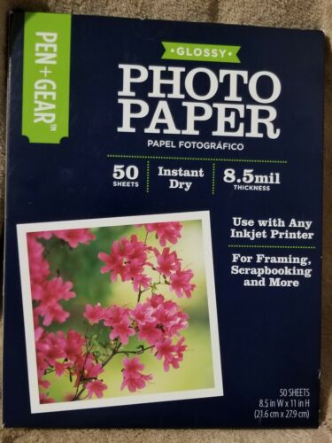 Pen + Gear Glossy Photo Paper 50 Sheets 8.5mil Thickness 8.5in x 11in (1b)- New