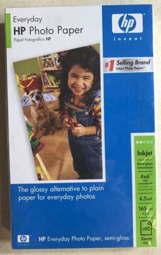 HP Everyday SemiGloss Photo Paper 100 Count 4x6 Inkjet 6.5mil*SEALED*FREE SHIP*