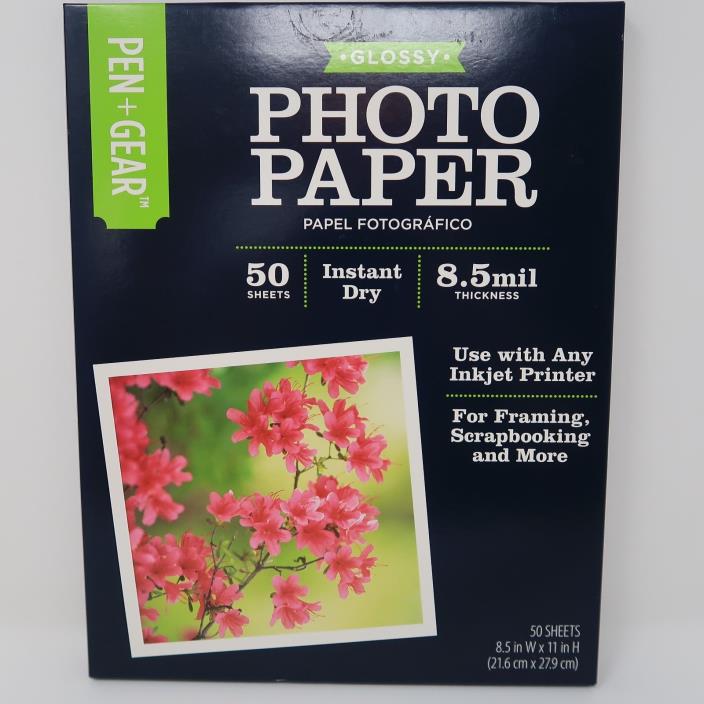 Pen+Gear Glossy Photo Paper 50 Sheets 8.5mil Thickness 8.5 in x 11 in