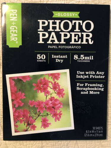 Pen+Gear Glossy Photo Paper 50 Sheets 8.5mil Thickness 8.5 in x 11 in