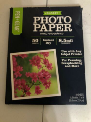 Pen+Gear Glossy Photo Paper 50 Sheets 8.5 mil Thickness 8.5 in x 11 in Office