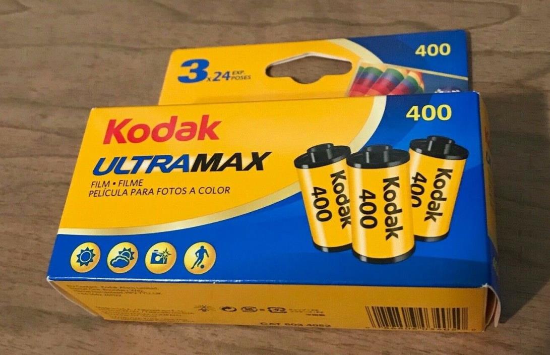 New 3 Pack of Kodak Ultramax 400 24 Exposure Color Film Exp 02/2019