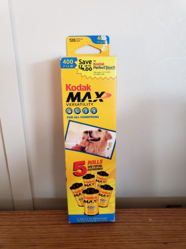 5 Roll Pack KODAK MAX 400 Versatility 24 Exposure Color Print 35mm Film 2005