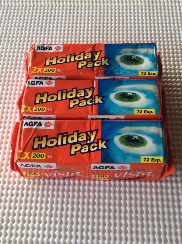 3 Agfa Holiday Packs (3X2) Vista 200 ISO 36 Exp 35mm Film Expired 06/2003