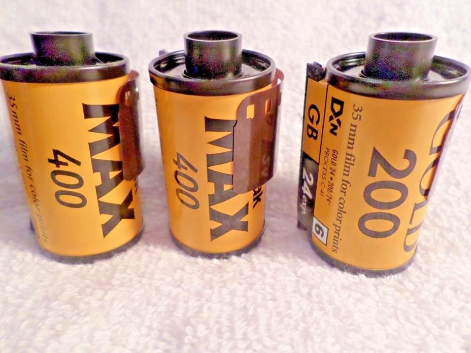 Three Rolls Kodak 35mm Film -1-200 Sp 24 exp & 2-400 Sp 24 Exp NEW/Outdated
