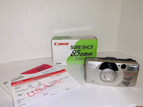 Canon Sure Shot 85 Zoom Platinum 35mm Point & Shoot Film Camera Original Box