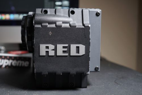 RED DIGITAL CINEMA 5k Scarlet-X brain, side handle, Canon mount, and power cable