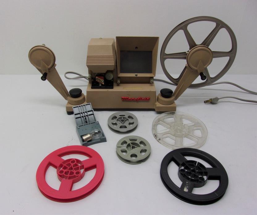 Vintage Mansfield 650 8mm Movie Film Editor / Viewer reels and Extra Lamp