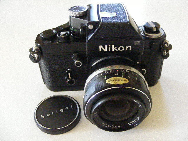 NIKON  F 2 Body, Metered Prism and SOLIGOR f 35 -1:2.8 Wide Angle T3 Lens.
