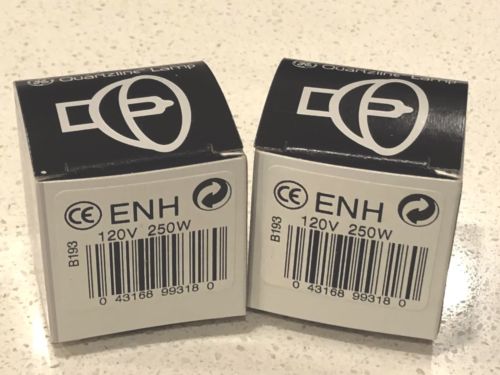 ENH (Lot of 2x) GE Quartzline Lamp (Quartz Halogen) Light Bulbs 120V 250W NIB!