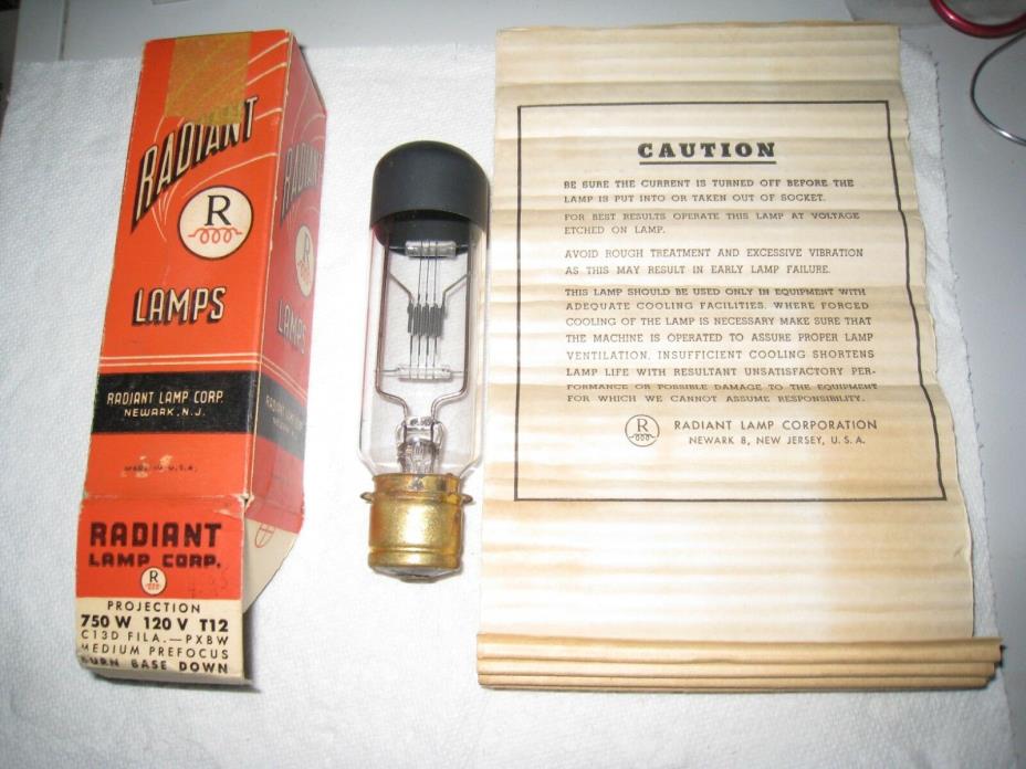 Radiant Lamp Co. Black Top Projection Lamp Projector Bulbs T112 750W 120V New