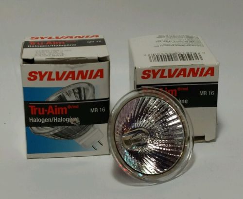 (2) Sylvania Halogen 20MR 16/FL/40 GU5.3 Tru-Aim Bulb 12V  20W