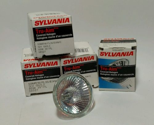 (4) Sylvania Halogen 50MR 16/FL35 GU5.3 Tru-Aim Bulb 12V  50W