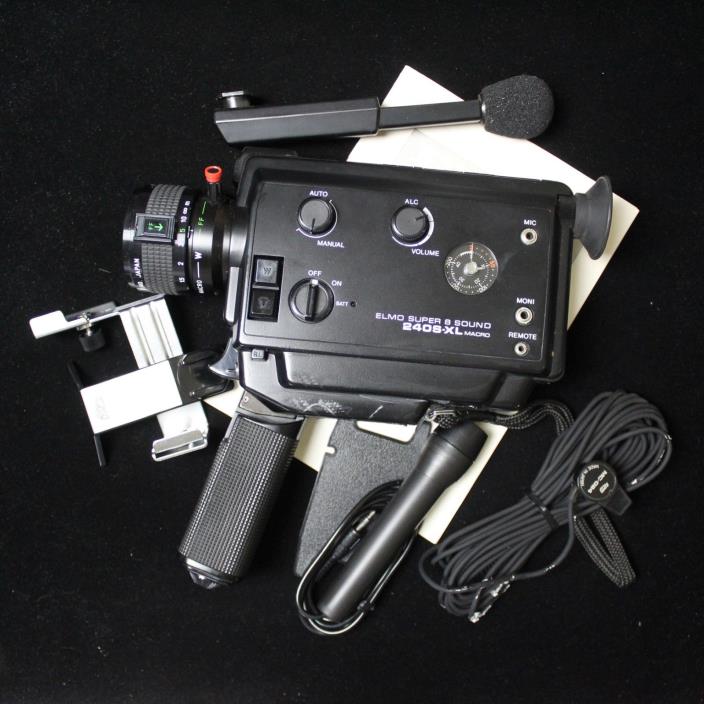 Elmo Super 8 Sound 240S-XL Macro Movie Camera Microphone Manual Works