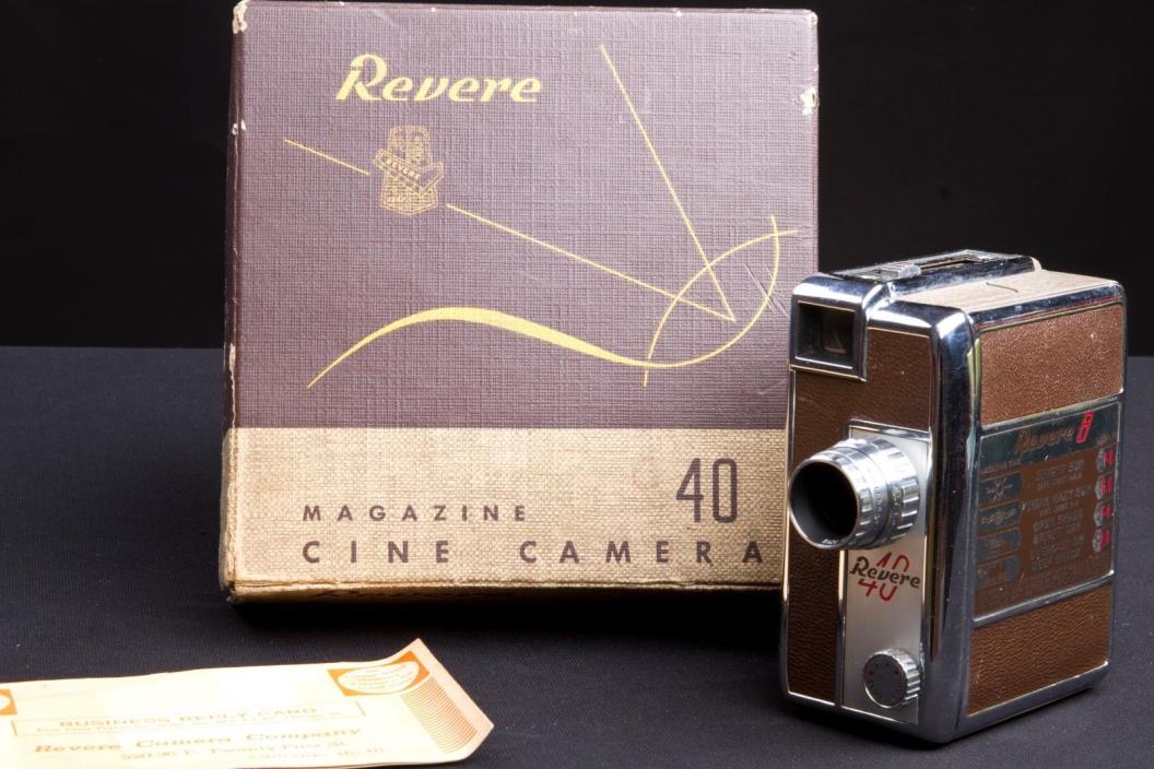 Vintage Revere 8mm Model 40 Movie Camera with 13mm Wollensak Lens w/ Box