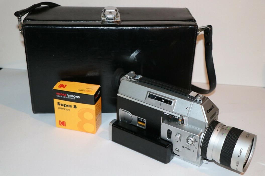 Canon AUTO ZOOM 814 Super 8 New Light Meter Battery W/case+ 1 Cart Kodak 50D