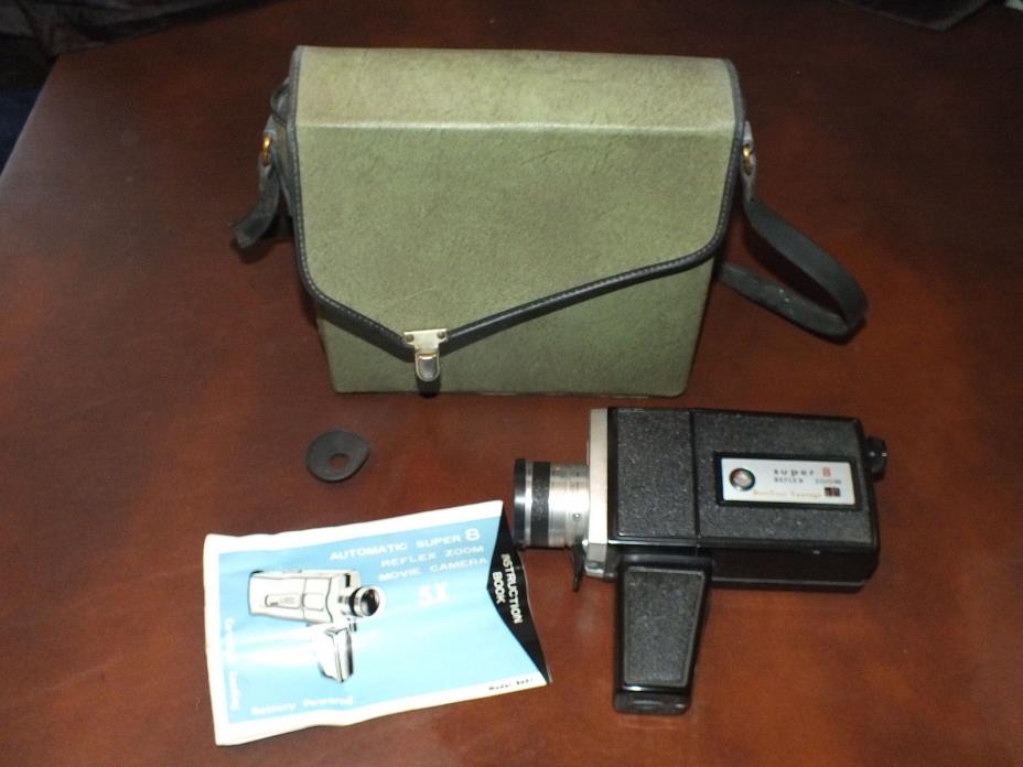 Vintage Automatic Lentar Super 8 Reflex Zoom Movie Camera 5X B691 w/ Case