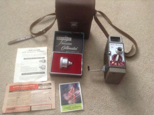 Vintage Bell & Howell 252 Movie Camera 8mm With Extra Telophoto Lens In Box