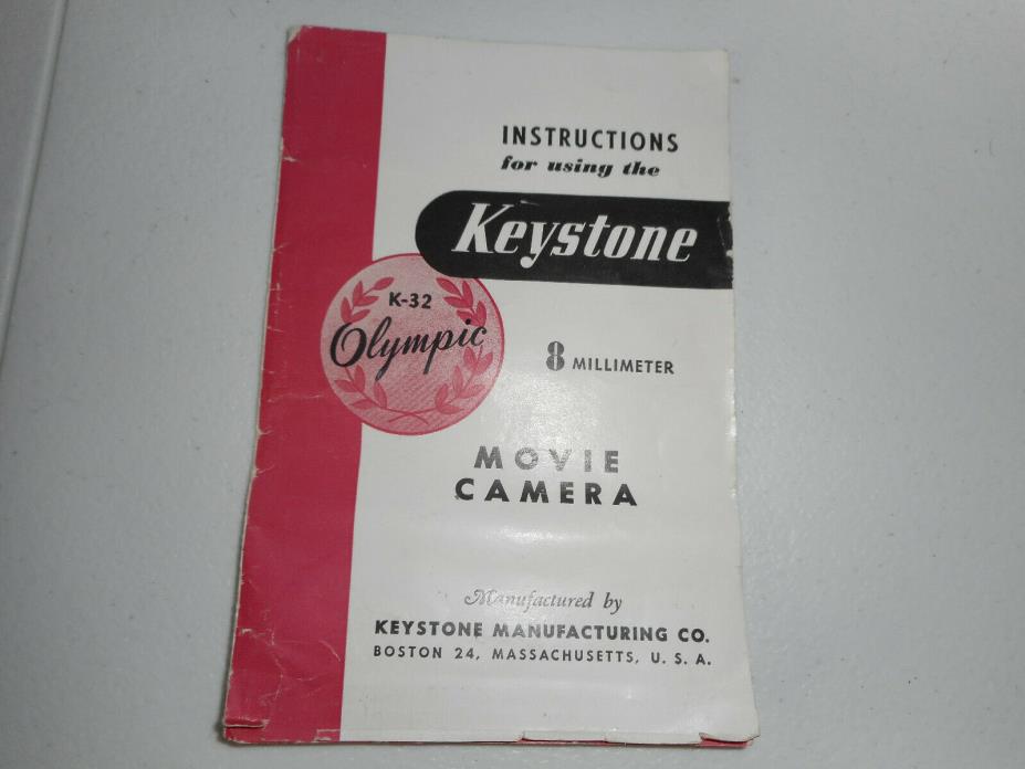 Vintage Keystone K-32 Olympic Movie Camera Instruction Manual Guide Photography