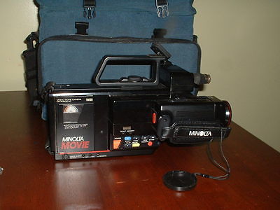 Vintage Minolta Movie Camcorder W/Many Accessories and Sturdy Carrying Case 1987