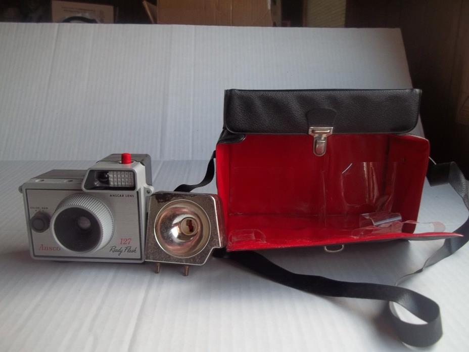 Vintage~Ansco Camera With Flash Attachment & Case/Very Good Condition