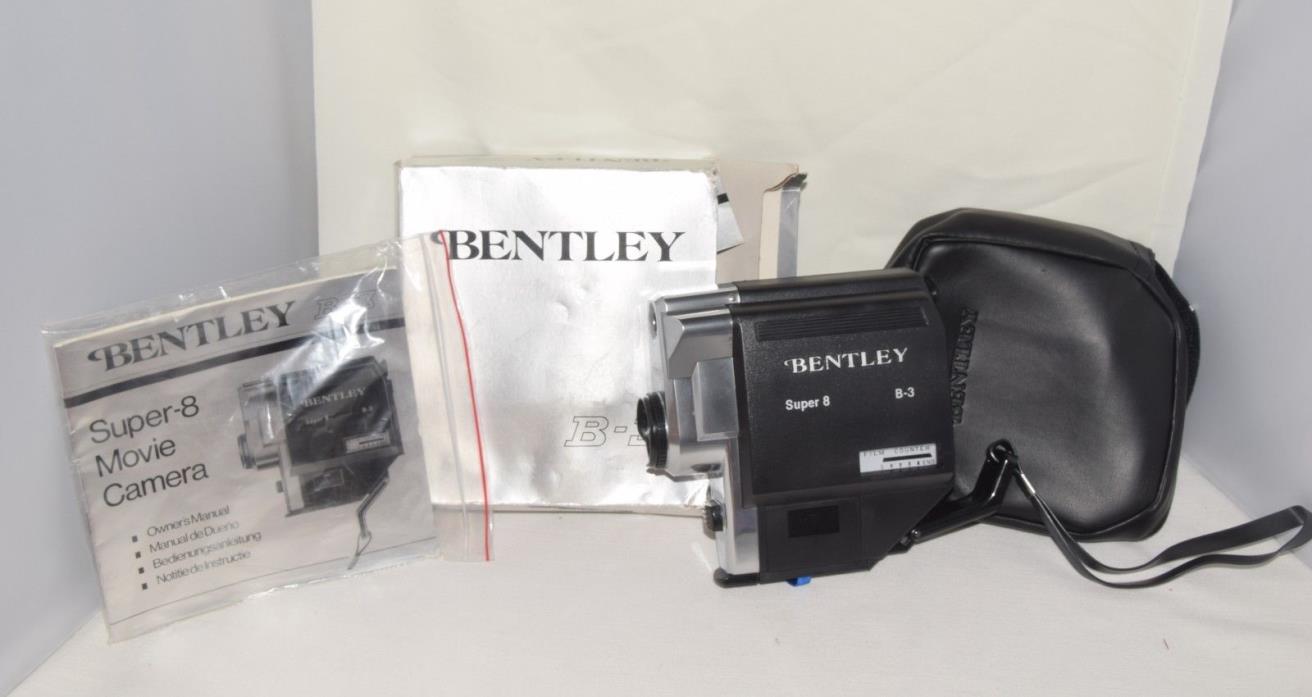 Vintage Bentley Super 8 B-3 Video Movie Camera Film 13 mm XL Glass Lens Case