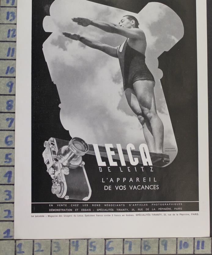 1939 LEICA DIVER SWIM PHOTOGRAPHY CAMERA PARIS STEINER VINTAGE AD  BS61
