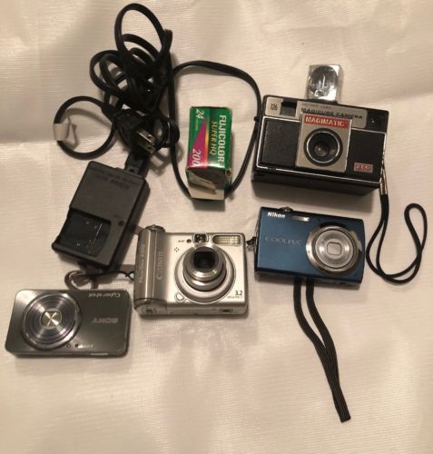 Cameras Mixed Lot Cannon Sony Coolpix Magimatic