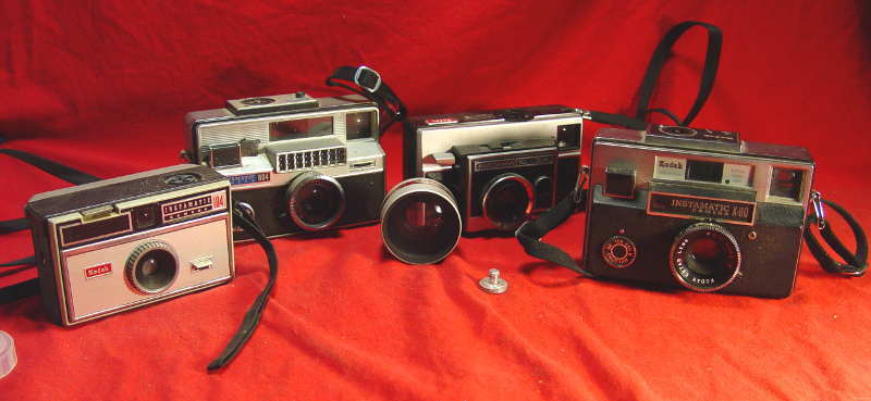 Kodak Instamatic Lot - 4 cameras & aux lens