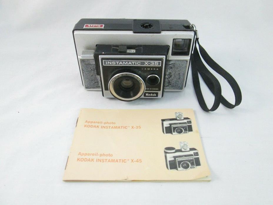 Vintage Kodak Instamatic X-35 CAMERA w/ Instruction Booklet