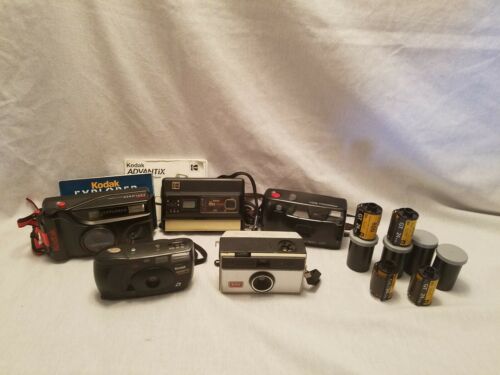 Lot of 5, Vintage Kodak Cameras explorer, 124, advantix, disc , minolta freedom