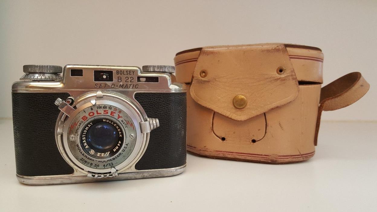 Bolsey B22 Set-O-Matic Camera SN 505337 Leather Case Vintage Untested