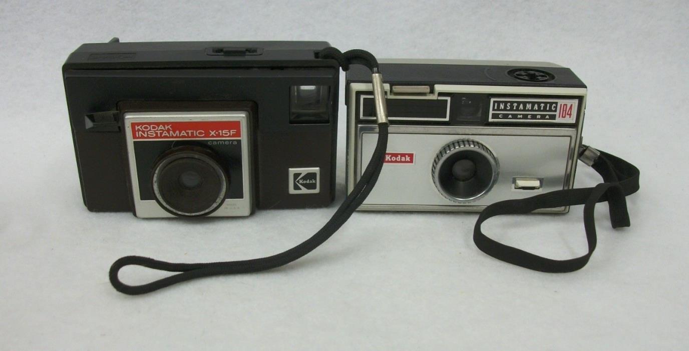 Kodak Instamatic X15F and 104 Instamatic Cameras - Lot of 2