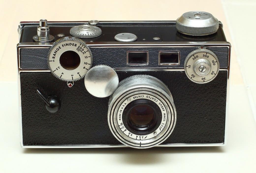 Argus C3 Rangefinder 35mm Film Camera - CLA'd Black & Gray Leatherette!