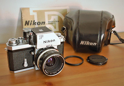 NIKON F Photomic 35mm SLR camera #72xxxxx. f2 lens, case, manual. Minty!