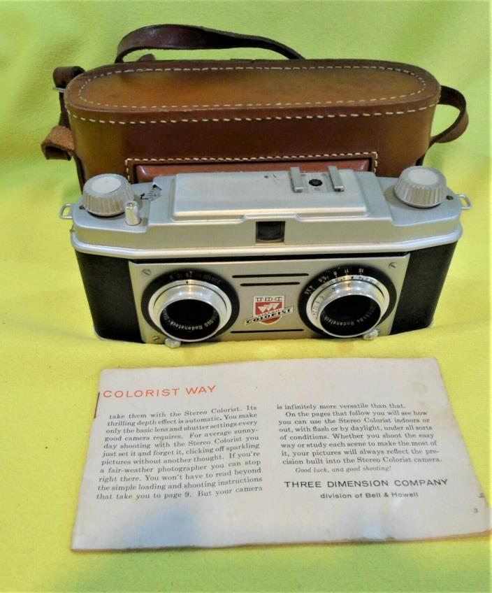 1950's TDC COLORIST 3D Stereo 35mm Camera With Case & Instructions UNTESTED -EX