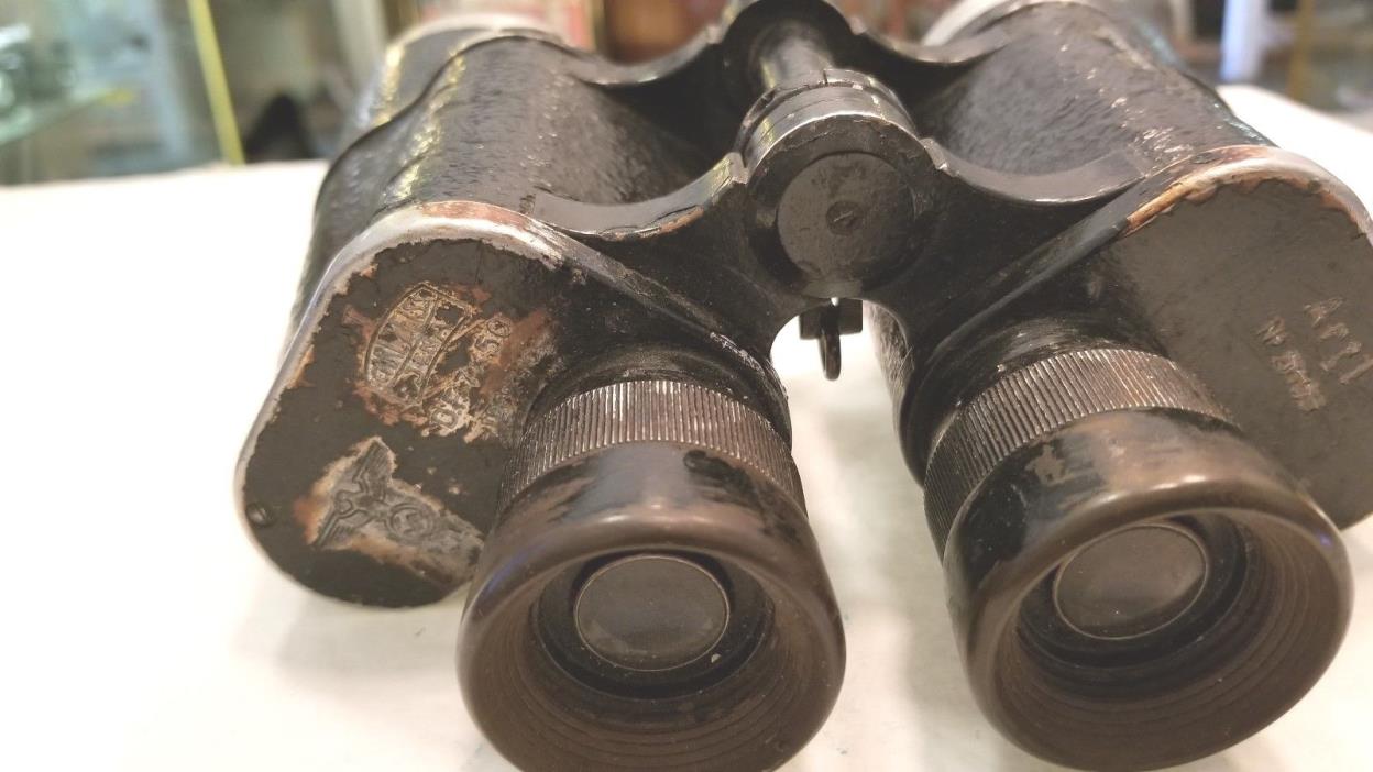 WW2 German Artl 10x50 Carl Zeiss Jena Binoculars #5655