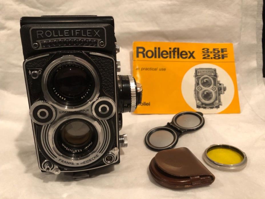 Rollei Rolleiflex Model 3.5F TLR Camera with Zeiss Planar 75mm lens and meter.