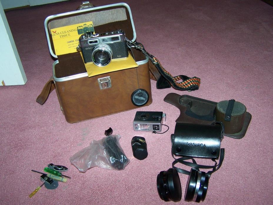 Vintage Rare Electra Yashica 35mm Camera w/Case and 2 Extra Lens - NICE SET