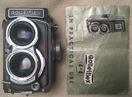 1957 Mfgd Rollei Rolleiflex Baby Grey TLR 4x4,Schneider 60/3.5 Lens,OwnersManual