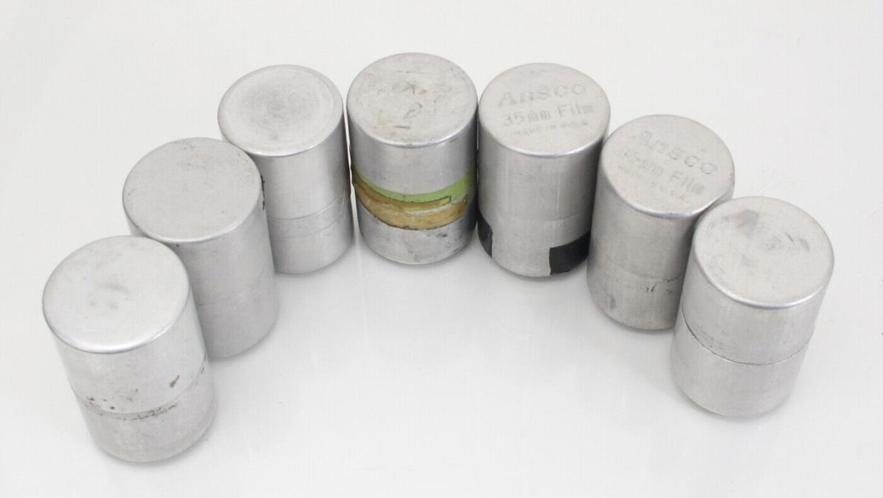 Lot of 8 Eight Vintage Ansco/Agfa 35mm Aluminum Metal Film Canisters Cans