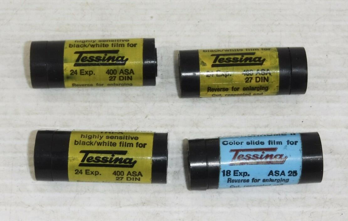Tessina Lot of 4 Empty 35 mm Film Cassettes for Subminiature Camera
