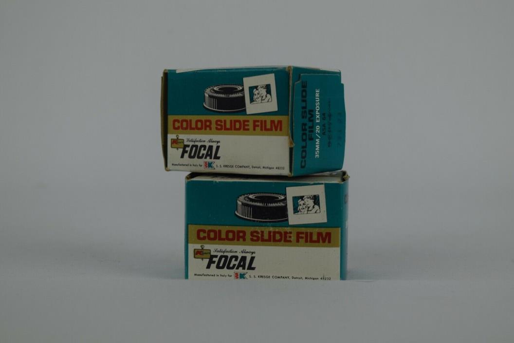 2x Focal Color Slide Film 35mm 20 Exposure per Roll Expired 1974