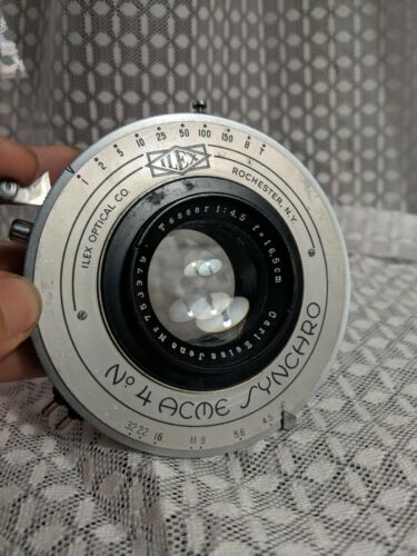 Carl Zeiss Tessar165mm F4.5 Large Format Lens in Ilex No. 4 Shutter Works!