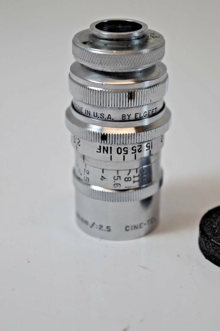 Elgeet 38mm Camera Lens  Cine-Tel F:2.5