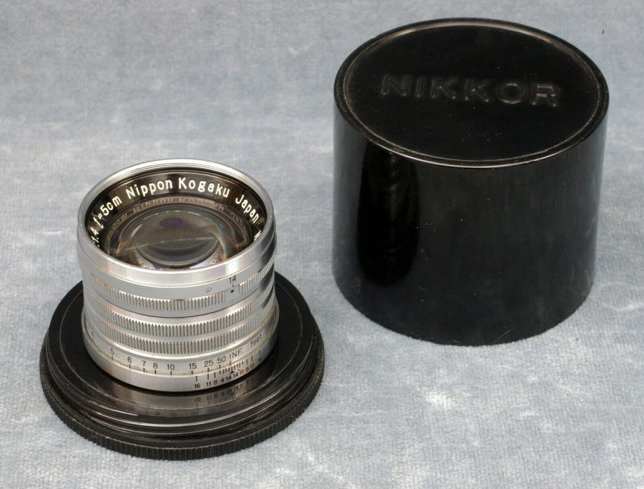VINTAGE M39 NIKON NIKKOR-S.C 5CM F1.4 DUAL RANGE RF LENS, BAKELITE CASE